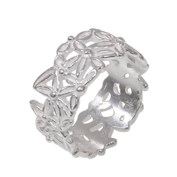Alternate image for Artisan Crafted Sterling Silver Floral Ring from Bali Frangipani Circle