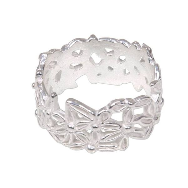 Alternate image for Artisan Crafted Sterling Silver Floral Ring from Bali Frangipani Circle