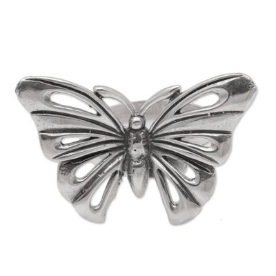 Primary image for Artisan Crafted Sterling Silver Butterfly Ring from Bali Emerging Butterfly