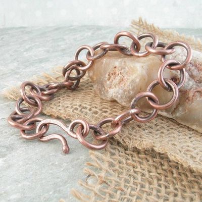 Primary image for Chunky Hand Forged Copper Chain Link Bracelet or Anklet