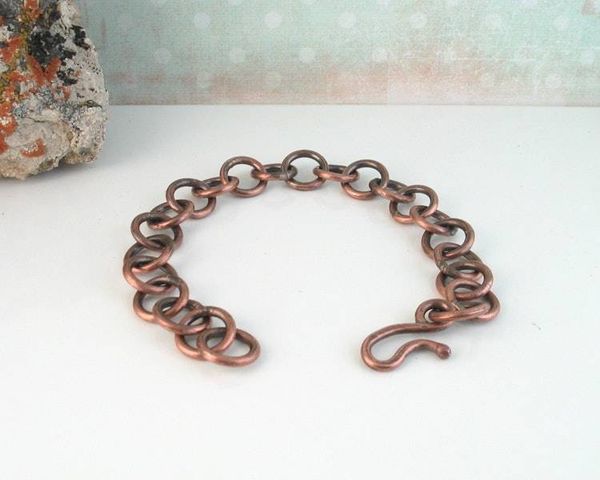 Alternate image for Chunky Hand Forged Copper Chain Link Bracelet or Anklet