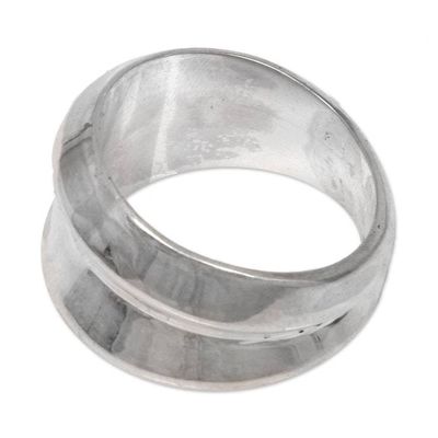 Alternate image for Wide Sterling Silver Contemporary Band Ring Modern Moonbeams