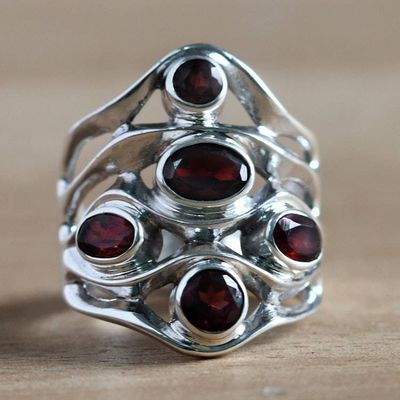 Alternate image for Sterling Silver and Garnet Ring Scarlet Gaze