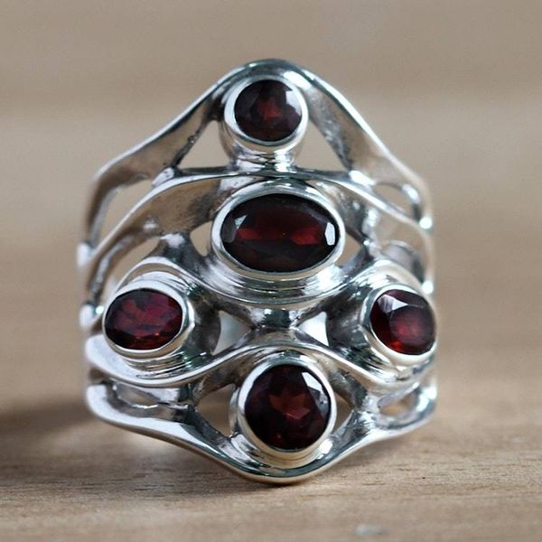 Alternate image for Sterling Silver and Garnet Ring Scarlet Gaze