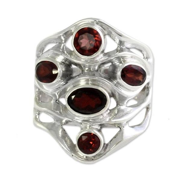 Alternate image for Sterling Silver and Garnet Ring Scarlet Gaze