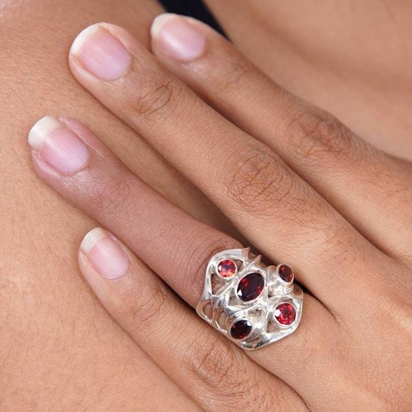 Alternate image for Sterling Silver and Garnet Ring Scarlet Gaze