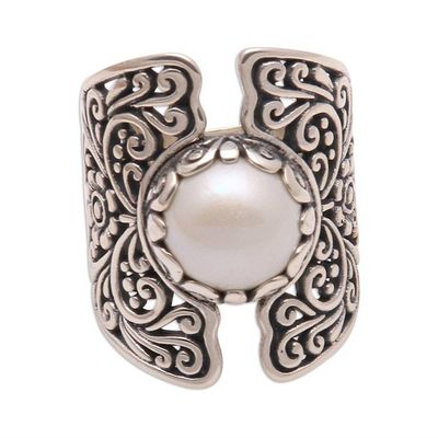 Alternate image for White Cultured Pearl Cocktail Ring from Bali Temple of the Moon