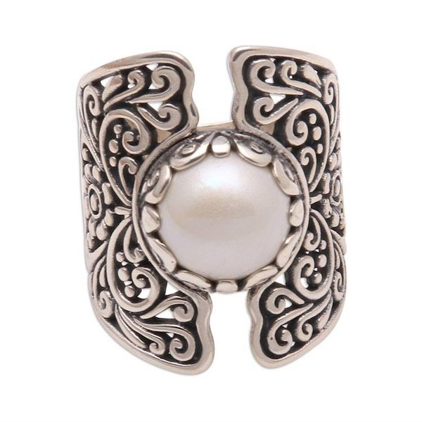 Alternate image for White Cultured Pearl Cocktail Ring from Bali Temple of the Moon