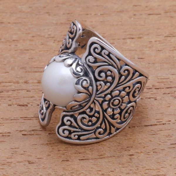 Alternate image for White Cultured Pearl Cocktail Ring from Bali Temple of the Moon