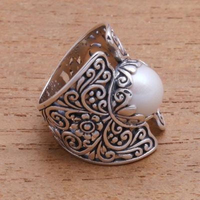 Alternate image for White Cultured Pearl Cocktail Ring from Bali Temple of the Moon