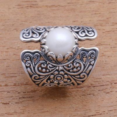 Alternate image for White Cultured Pearl Cocktail Ring from Bali Temple of the Moon