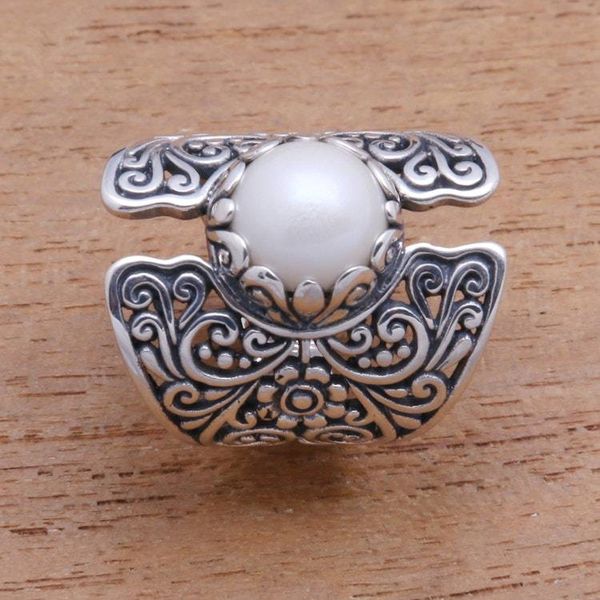 Alternate image for White Cultured Pearl Cocktail Ring from Bali Temple of the Moon