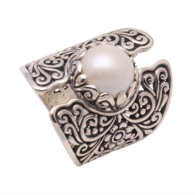 Alternate image for White Cultured Pearl Cocktail Ring from Bali Temple of the Moon