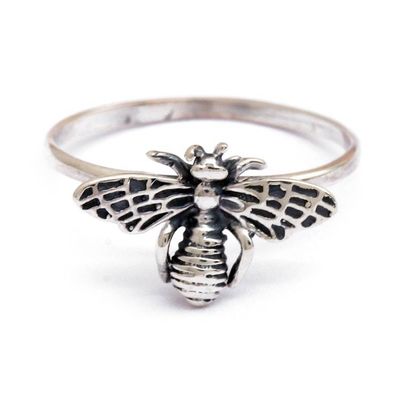 Alternate image for Nature-Inspired Bee-Themed Sterling Silver Cocktail Ring Bumble Beeuty
