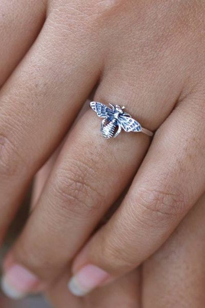 Alternate image for Nature-Inspired Bee-Themed Sterling Silver Cocktail Ring Bumble Beeuty