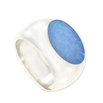 Alternate image for Modern Opal and Silver Ring Lagoon Wonder