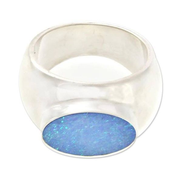 Alternate image for Modern Opal and Silver Ring Lagoon Wonder