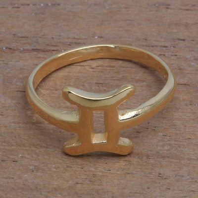 Primary image for 18k Gold Plated Sterling Silver Gemini Band Ring Golden Gemini