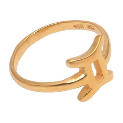 Alternate image for 18k Gold Plated Sterling Silver Gemini Band Ring Golden Gemini