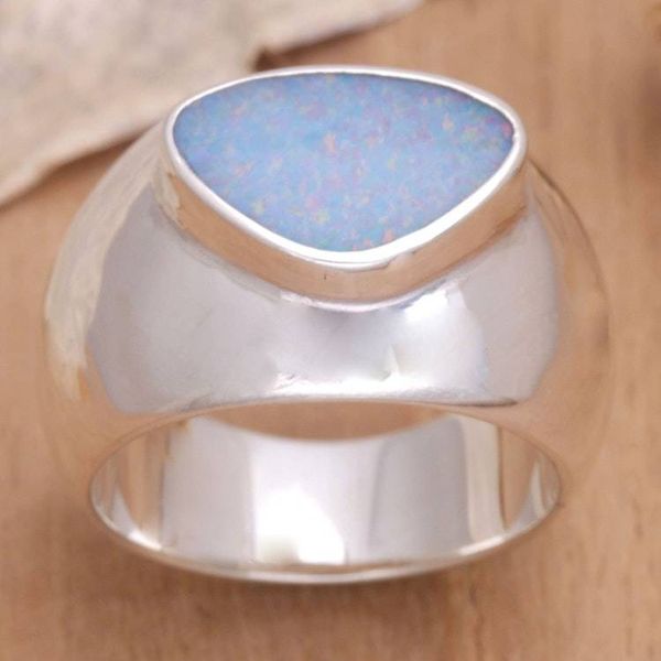 Alternate image for Handmade Modern Silver and Opal Ring Loyal Love