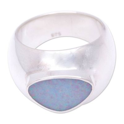Alternate image for Handmade Modern Silver and Opal Ring Loyal Love