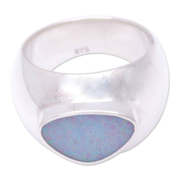 Alternate image for Handmade Modern Silver and Opal Ring Loyal Love