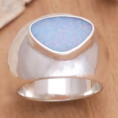 Alternate image for Handmade Modern Silver and Opal Ring Loyal Love