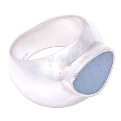 Alternate image for Handmade Modern Silver and Opal Ring Loyal Love