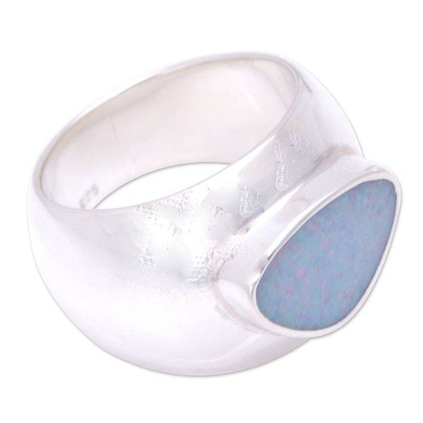Alternate image for Handmade Modern Silver and Opal Ring Loyal Love
