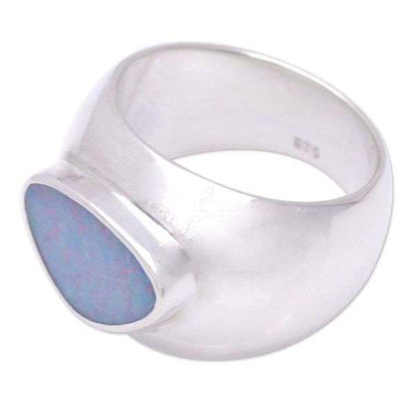 Alternate image for Handmade Modern Silver and Opal Ring Loyal Love
