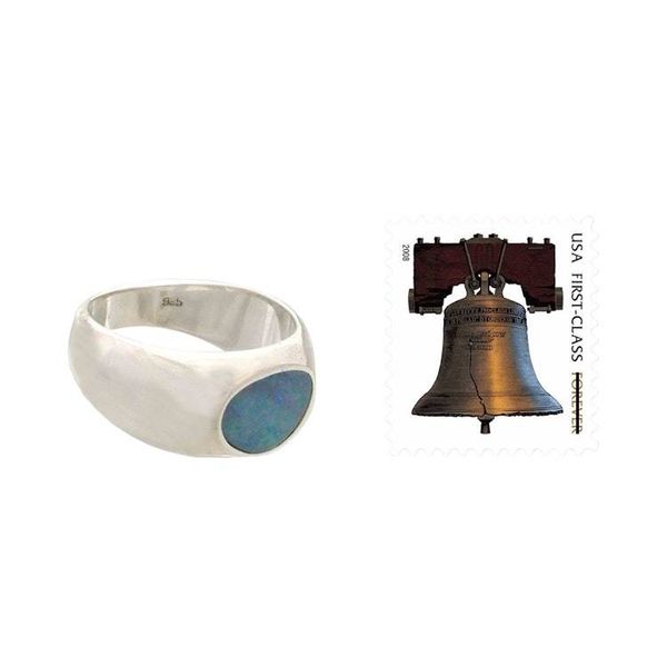 Alternate image for Handmade Modern Silver and Opal Ring Loyal Love