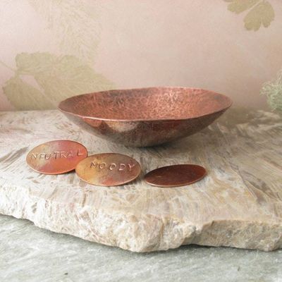 Primary image for Hand-Hammered Small Copper Trinket Bowl with Mood Token Set