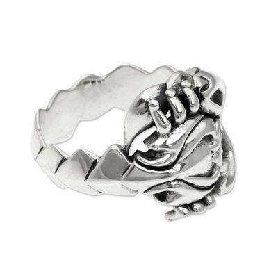 Alternate image for Handcrafted Mens Silver Scorpion Ring from Bali Artisan Scorpion King