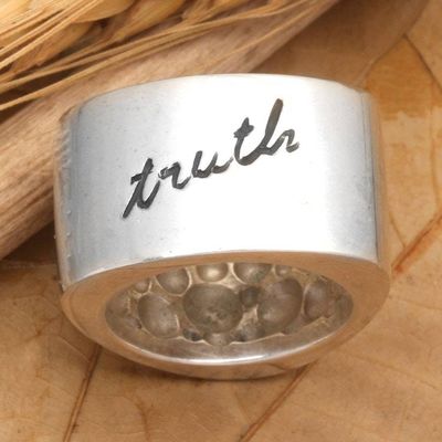 Alternate image for Sterling silver band ring Truth Grace Pride