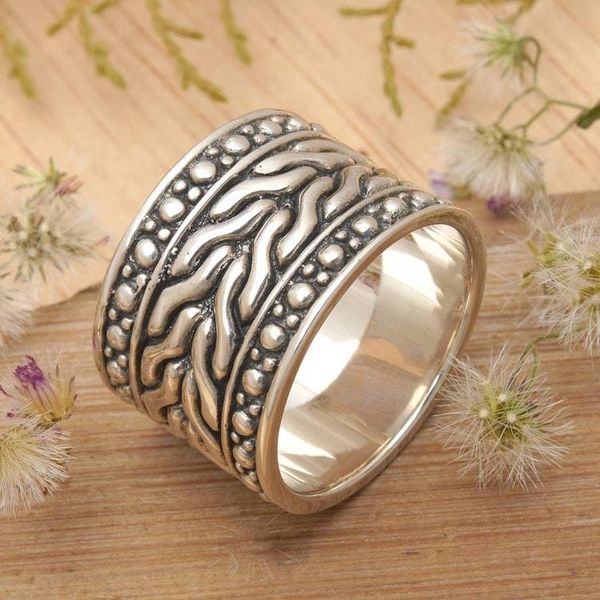 Alternate image for Mens Handcrafted Sterling Silver Band Ring Water