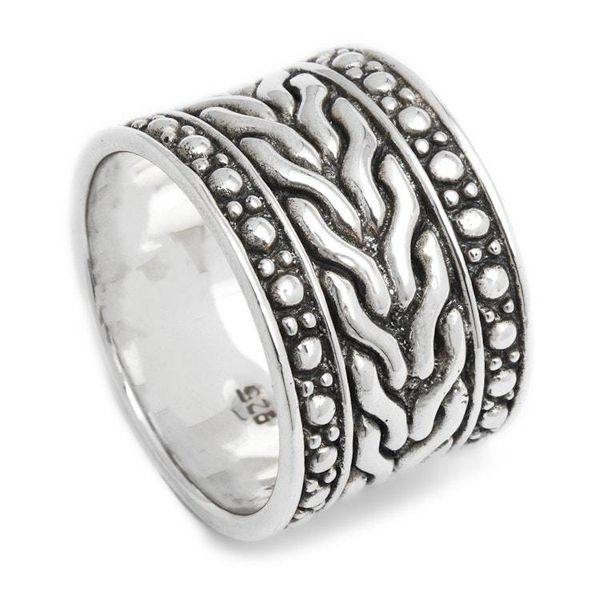 Alternate image for Mens Handcrafted Sterling Silver Band Ring Water