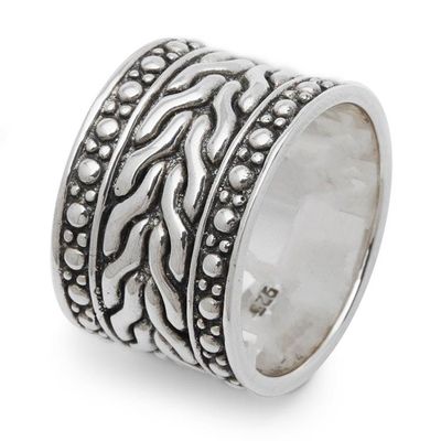 Alternate image for Mens Handcrafted Sterling Silver Band Ring Water