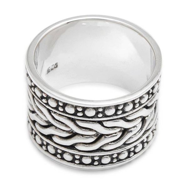 Alternate image for Mens Handcrafted Sterling Silver Band Ring Water
