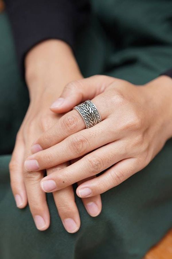 Alternate image for Mens Handcrafted Sterling Silver Band Ring Water