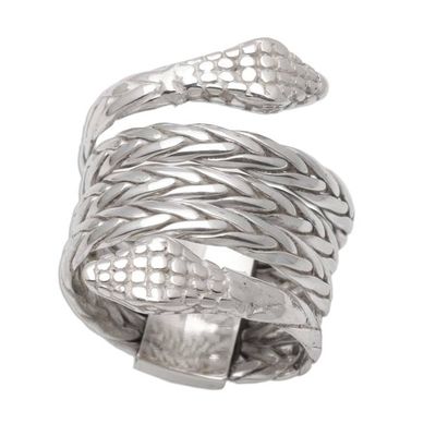 Alternate image for Unisex Two Headed Snake Ring in Sterling Silver Hydra