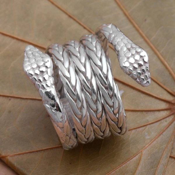 Alternate image for Unisex Two Headed Snake Ring in Sterling Silver Hydra