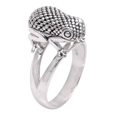 Alternate image for Sterling Silver Frog Cocktail Ring from Bali Crouching Frog