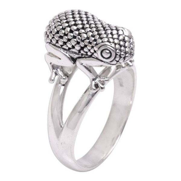 Alternate image for Sterling Silver Frog Cocktail Ring from Bali Crouching Frog