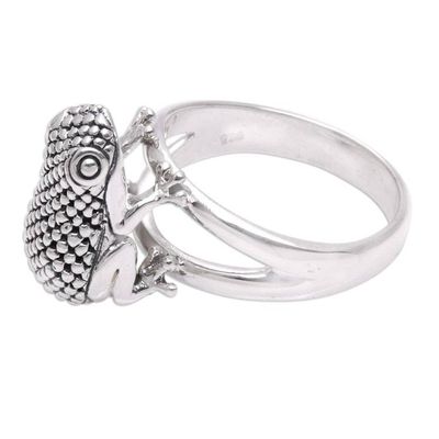 Alternate image for Sterling Silver Frog Cocktail Ring from Bali Crouching Frog