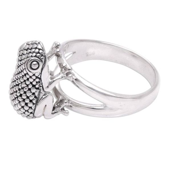 Alternate image for Sterling Silver Frog Cocktail Ring from Bali Crouching Frog