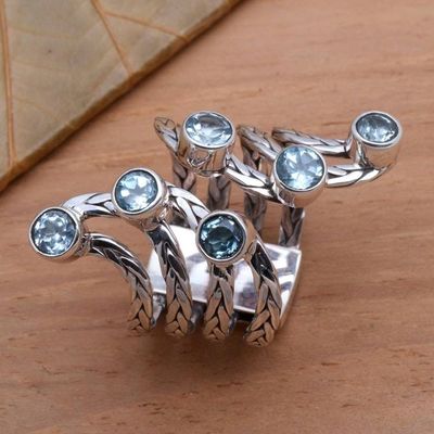 Primary image for Blue Topaz and Sterling Silver Cocktail Ring Spreading Goodness