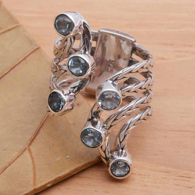 Alternate image for Blue Topaz and Sterling Silver Cocktail Ring Spreading Goodness