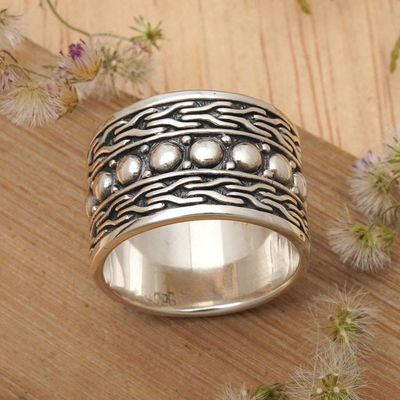 Alternate image for Mens Handcrafted Sterling Silver Band Ring Warrior