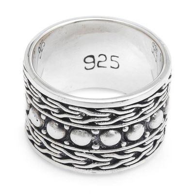Alternate image for Mens Handcrafted Sterling Silver Band Ring Warrior