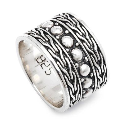 Alternate image for Mens Handcrafted Sterling Silver Band Ring Warrior